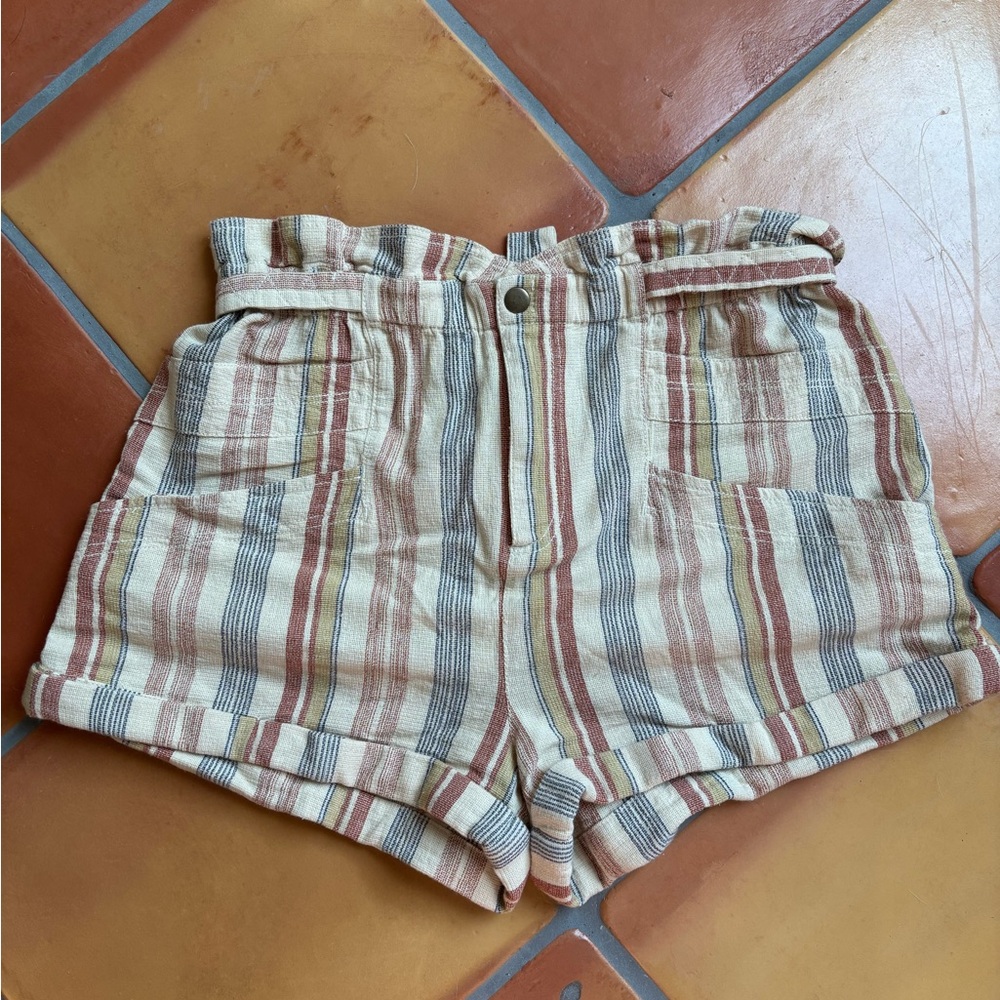 Free People Multicolor Striped High Waist Shorts size small beach style